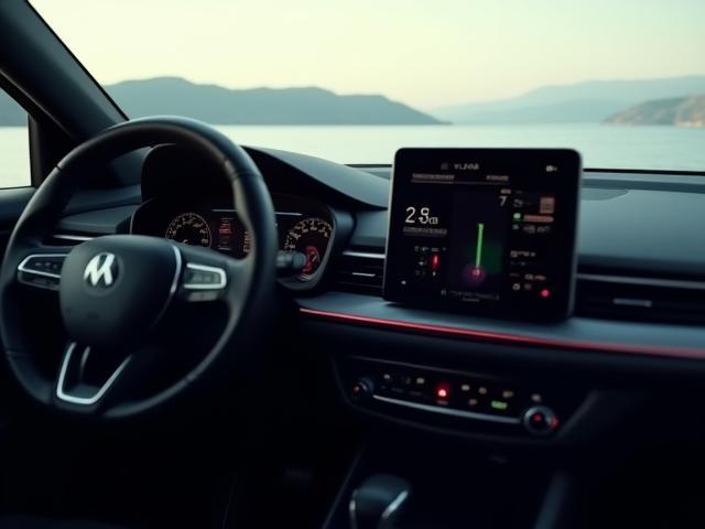 Bequeme und stressfreie elektronische Vignette, dargestellt durch ein modernes Dashboard mit digitaler E-Vignette Anzeige